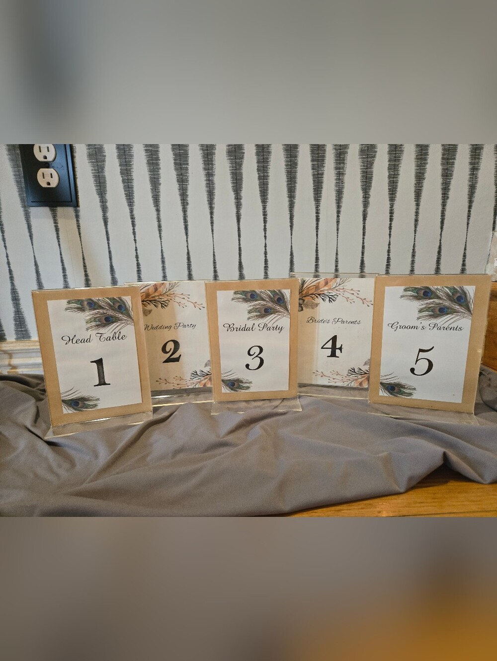 Boho Wedding Table Numbers & Reserved Table Signs Set of 12 with Acrylic Holders